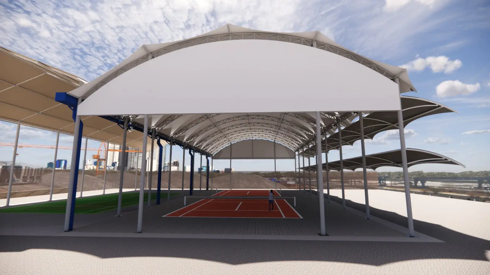 Contoh tenda membran murah di Bekasi untuk lapangan olahraga